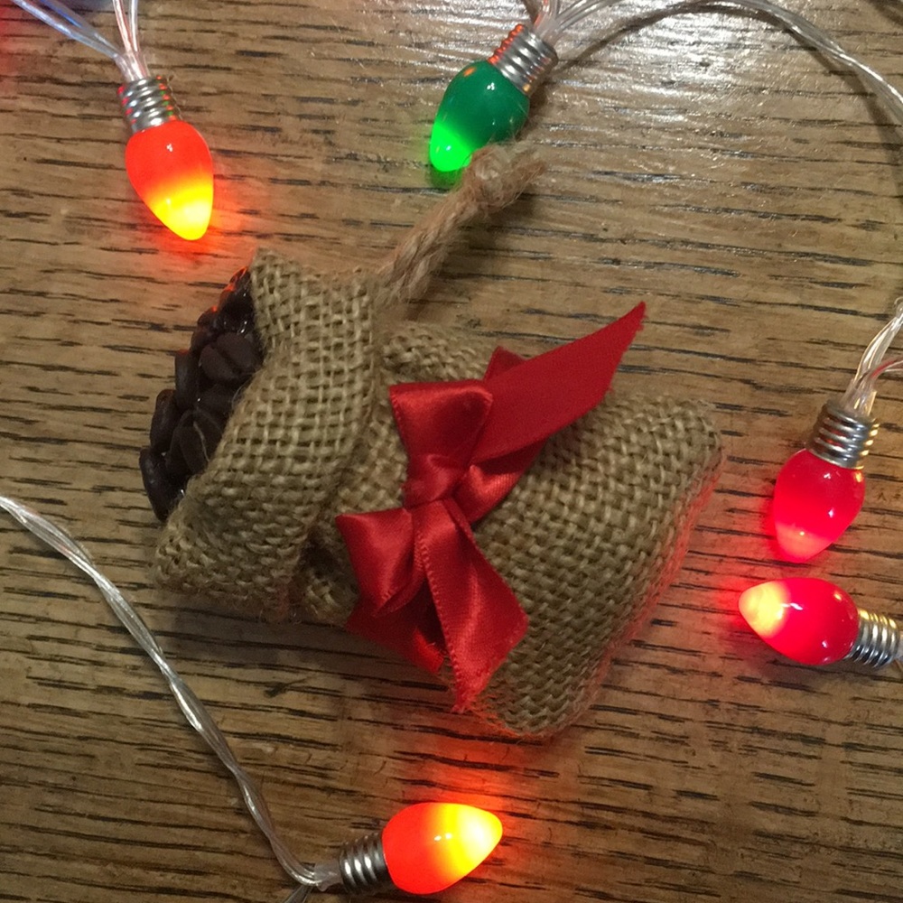 Handmade coffee bag ornament